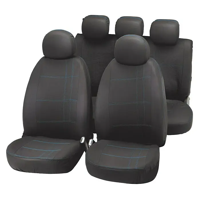 Funda para asientos de coche - Negro/Azul, Poliéster - Vista frontal
