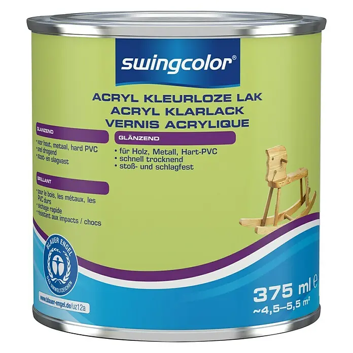 swingcolor Acryllak Kleurloos - Kleurloos, 375 ml, Glanzend - Vooraanzicht