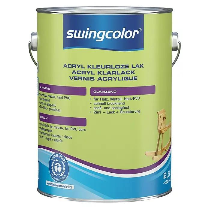 swingcolor Acryllak Kleurloos - Kleurloos, 2,5 l, Glanzend - Vooraanzicht