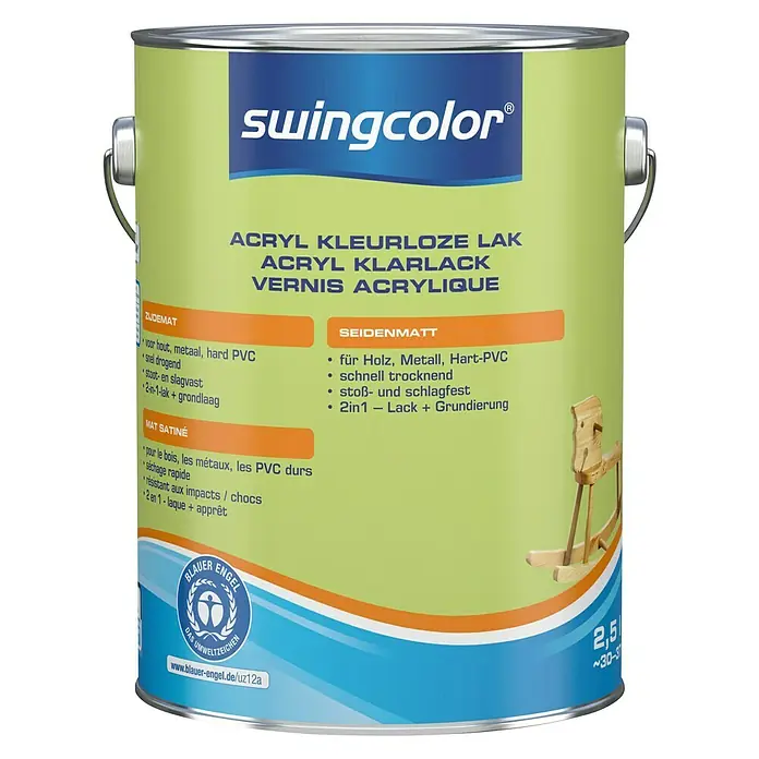 swingcolor Acryllak Kleurloos - Kleurloos, 2,5 l, Zijdemat - Vooraanzicht