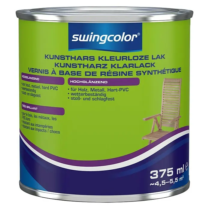 swingcolor Kunstharslak - Kleurloos, 375 ml, Hoogglans - Vooraanzicht