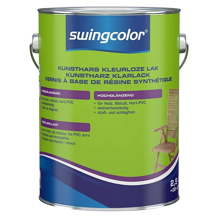 swingcolor Kunstharslak - Kleurloos, 2,5 l, Hoogglans - Vooraanzicht