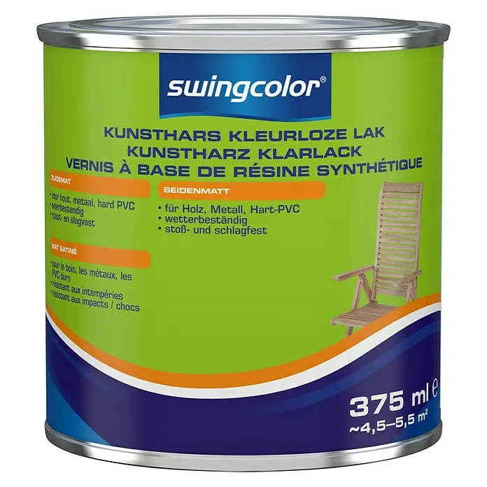 swingcolor Kunstharslak - Kleurloos, 375 ml, Zijdemat - Vooraanzicht