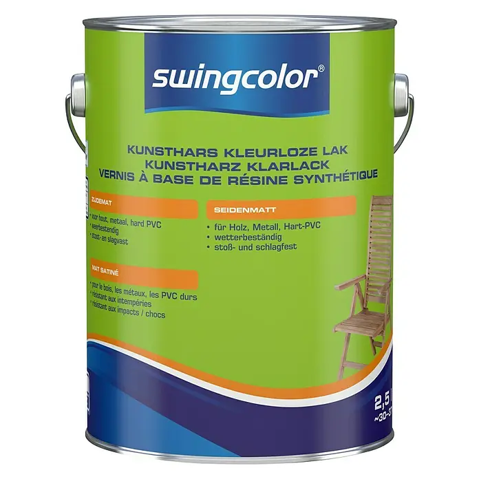 swingcolor Kunstharslak - Kleurloos, 2,5 l, Zijdemat - Vooraanzicht