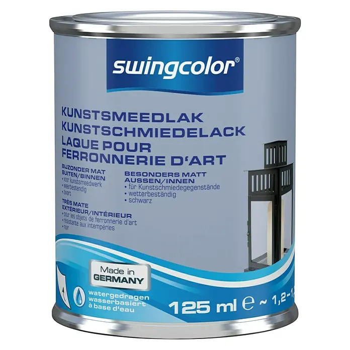 swingcolor Acryllak Kunstsmeedlak - Zwart, 125 ml, Mat - Vooraanzicht