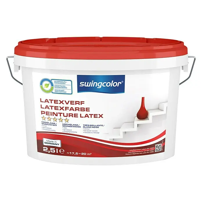 swingcolor Latexverf Sneeuwwit - Sneeuwwit, 2,5 l, Hoogglans - Vooraanzicht