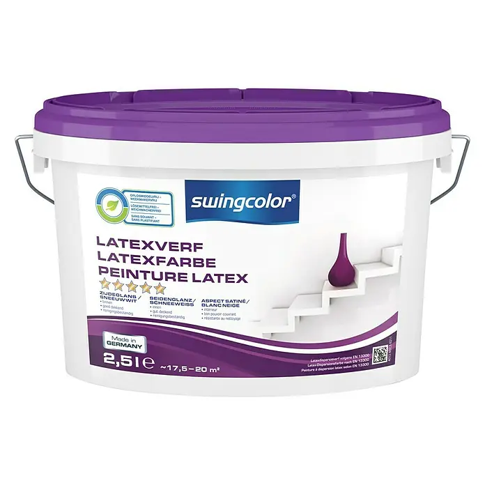 swingcolor Latexverf Sneeuwwit - Sneeuwwit, 2,5 l, Zijdeglans - Vooraanzicht
