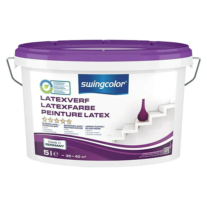 swingcolor Latexverf Sneeuwwit - Sneeuwwit, 5 l, Zijdeglans - Vooraanzicht