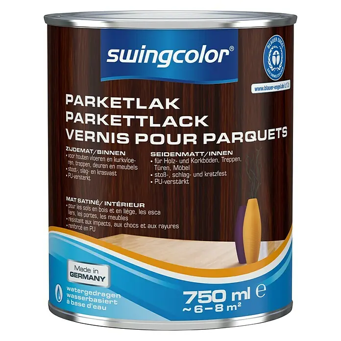 swingcolor Parketlak - Kleurloos, 750 ml, Zijdemat - Vooraanzicht