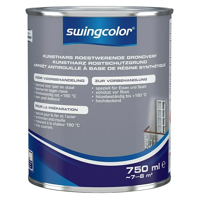 swingcolor Grondverf Kunsthars Roestwerend Grijs - Grijs, 750 ml, Mat - Vooraanzicht