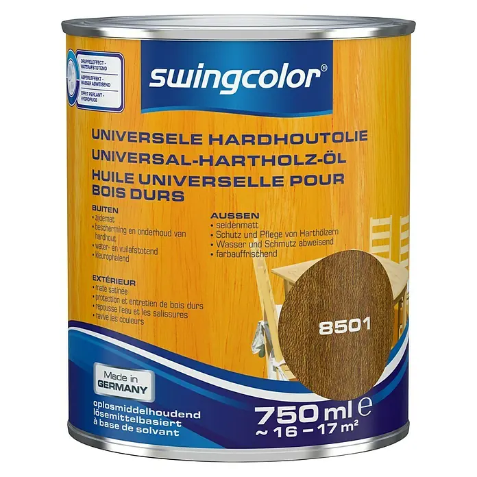 swingcolor Universele hardhoutolie Meranti - Meranti, 750 ml, Zijdemat - Vooraanzicht