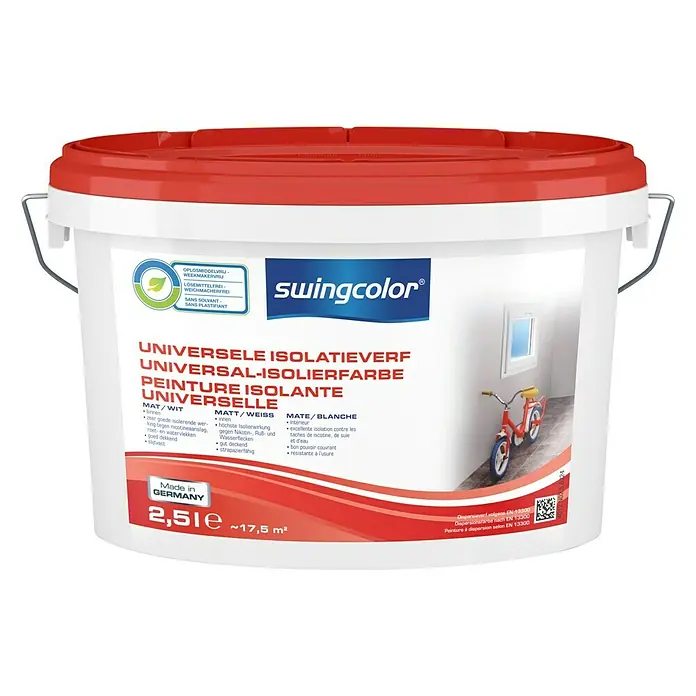 swingcolor Isolerende verf Universeel Mat Wit - Wit, 2,5 l, Mat - Vooraanzicht