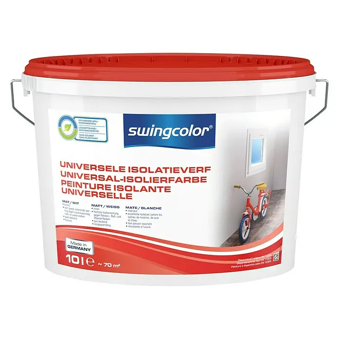 swingcolor Isolerende verf Universeel Mat Wit - Wit, 10 l, Mat - Vooraanzicht