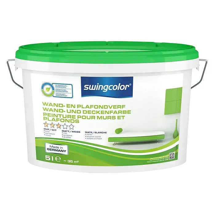 swingcolor Muurverf Wit - Wit, 5 l, Mat - Vooraanzicht