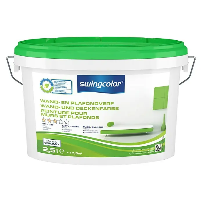 swingcolor Muurverf Wit - Wit, 2,5 l, Mat - Vooraanzicht