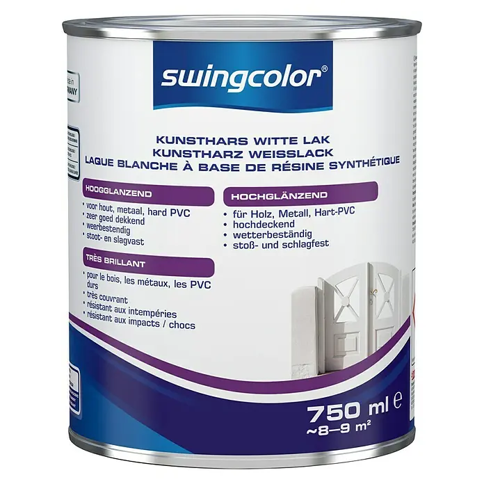 swingcolor Kunstharslak, wit - Wit, 750 ml, Hoogglans - Vooraanzicht