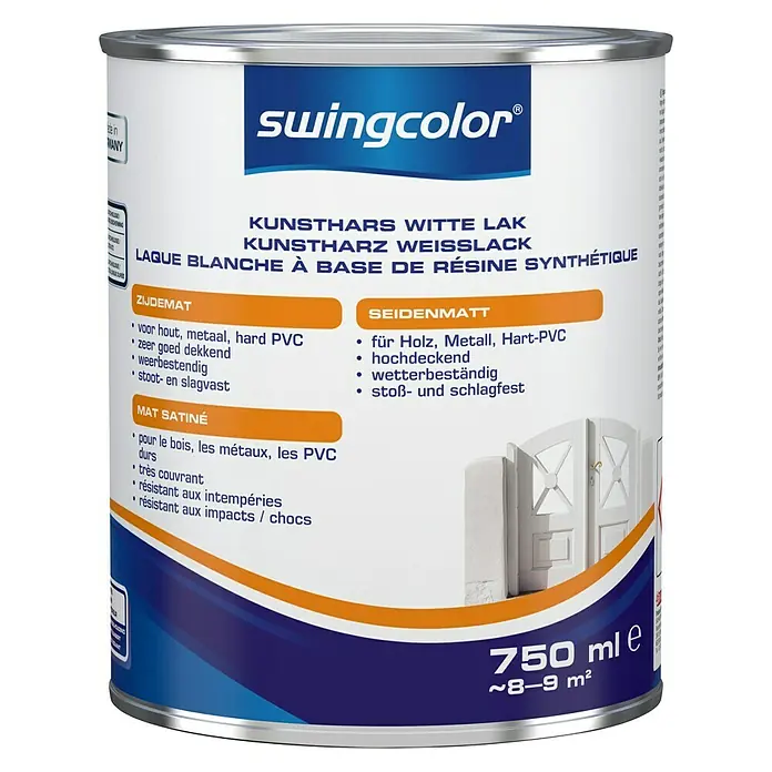 swingcolor Kunstharslak, wit - Wit, 750 ml, Zijdemat - Vooraanzicht