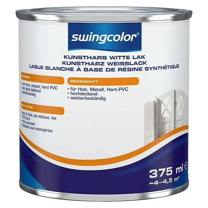swingcolor Kunstharslak, wit - Wit, 375 ml, Zijdemat - Vooraanzicht