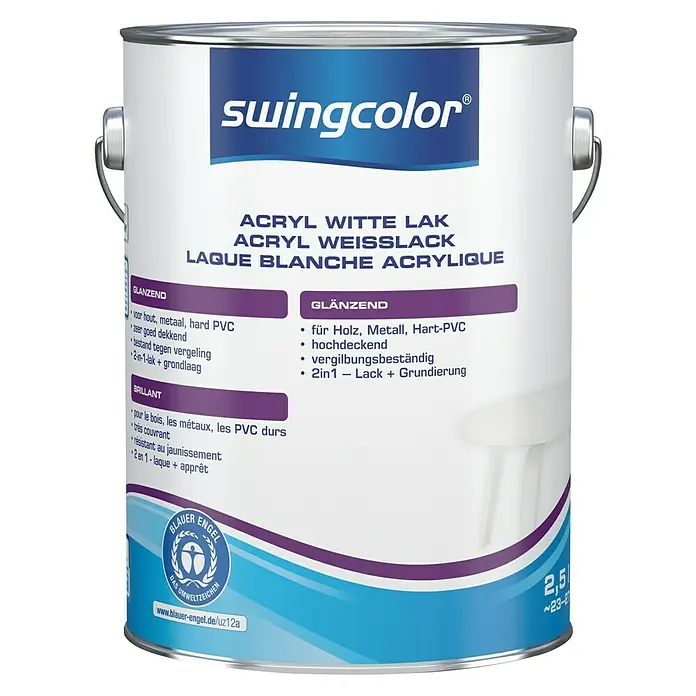 swingcolor Acryllak, wit - Wit, 2,5 l, Glanzend - Vooraanzicht