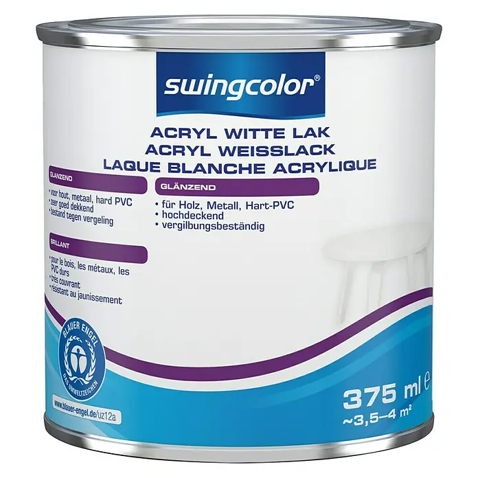swingcolor Acryllak, wit - Wit, 375 ml, Glanzend - Vooraanzicht