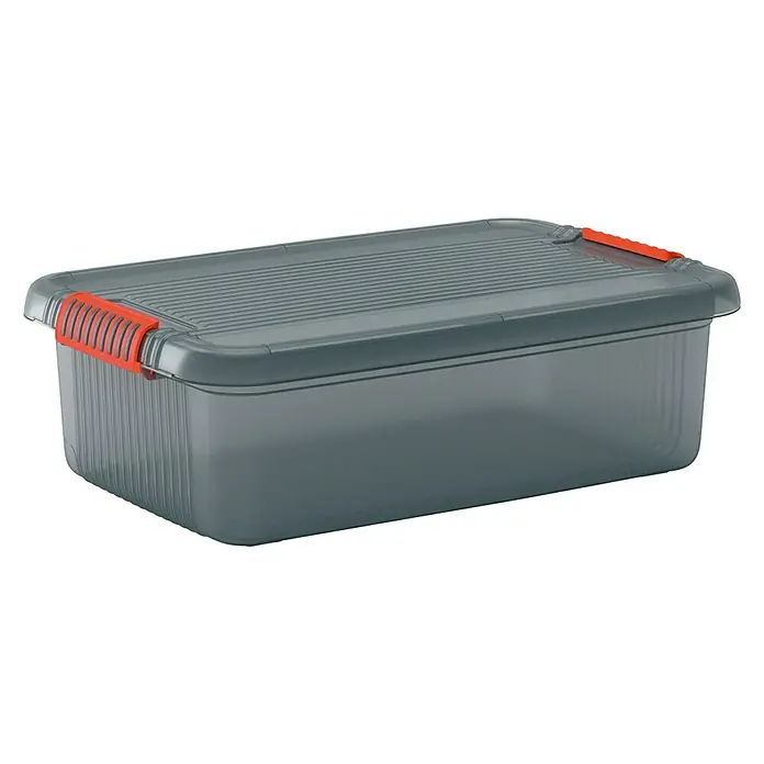 KIS Aufbewahrungsbox K LATCH - L x B x H: 59 x 39 x 18 cm, Grau, Orange, Kunststoff - Diagonale Ansicht