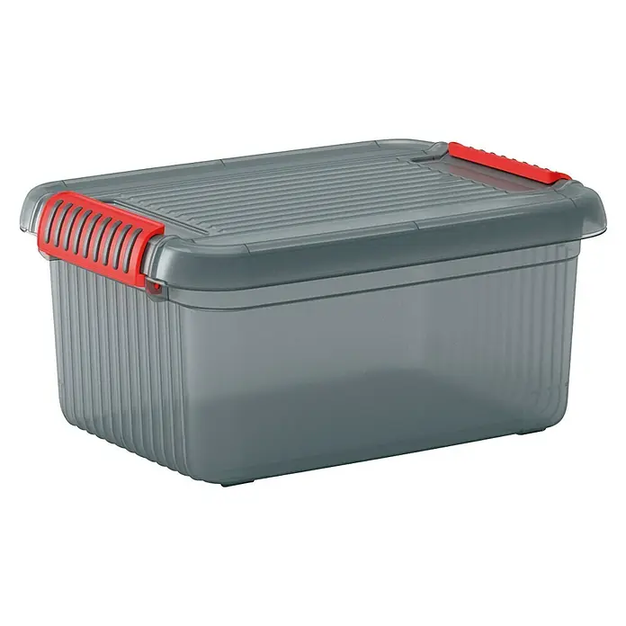 KIS Aufbewahrungsbox K LATCH - L x B x H: 39 x 29 x 18 cm, Grau, Orange, Kunststoff - Diagonale Ansicht