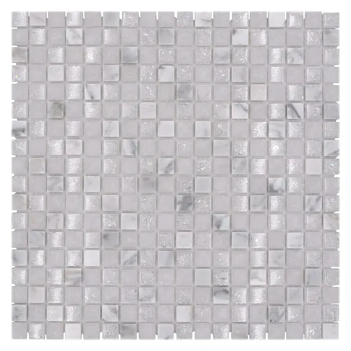 Mozaïektegel vierkant glas Mix XIC 1011 - 30,5 x 30,5 cm, Wit, Glanzend - Bovenaanzicht