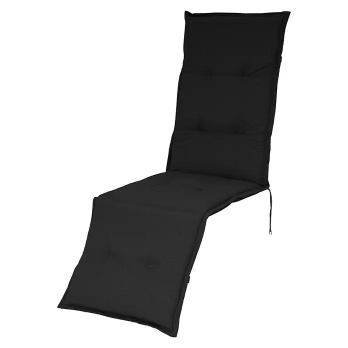 Sunfun Basic-Line Stuhlauflage Relax - Schwarz, L x B x H: 174 x 50 x 6 cm, Baumwoll-Polyester-Mischgewebe - Diagonale Ansicht