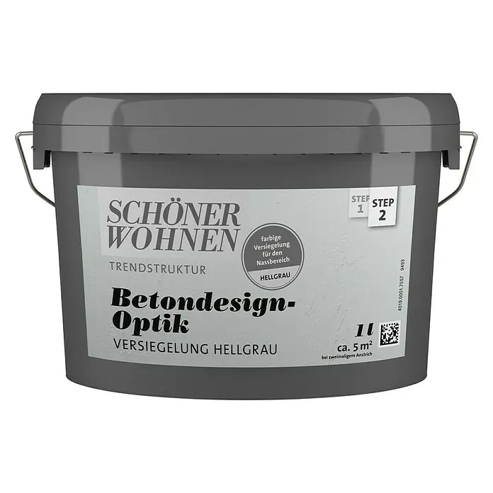 SCHÖNER WOHNEN-Farbe Betondesign-Optik Versiegelung - Hellgrau, 1 l, Passend für: SCHÖNER WOHNEN-Farbe Betondesign-Optik Flächenspachtel - Vorderansicht