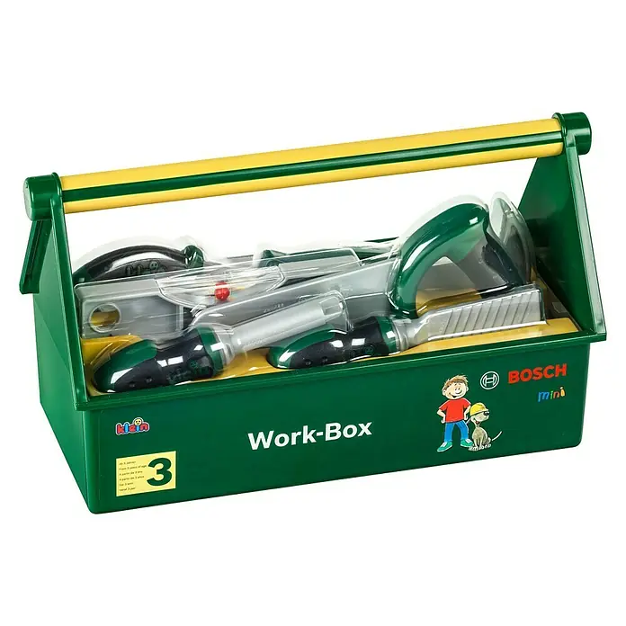 Klein Bosch Kinder-Werkbank - L x B x H: 30,25 x 14 x 17,25 cm - Diagonale Ansicht