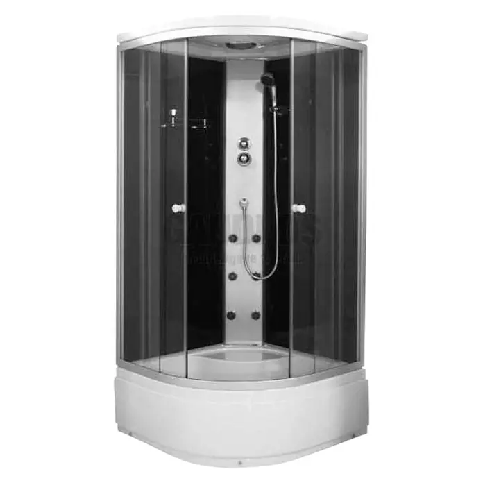 Sanotechnik Polukružna tuš kabina PC50 - D x Š x V: 90 x 90 x 210 cm, Crno-srebrno-sive boje - Pogled sprijeda