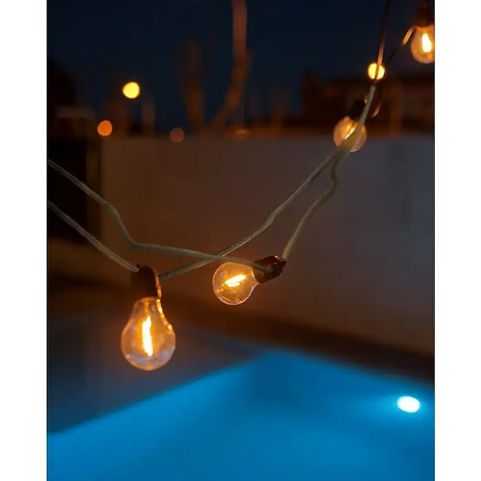 New Garden Guirnalda LED Allegra - 10 luces, 8 m, LED, Color de luz: Blanco cálido, Yute - Foto ambiente