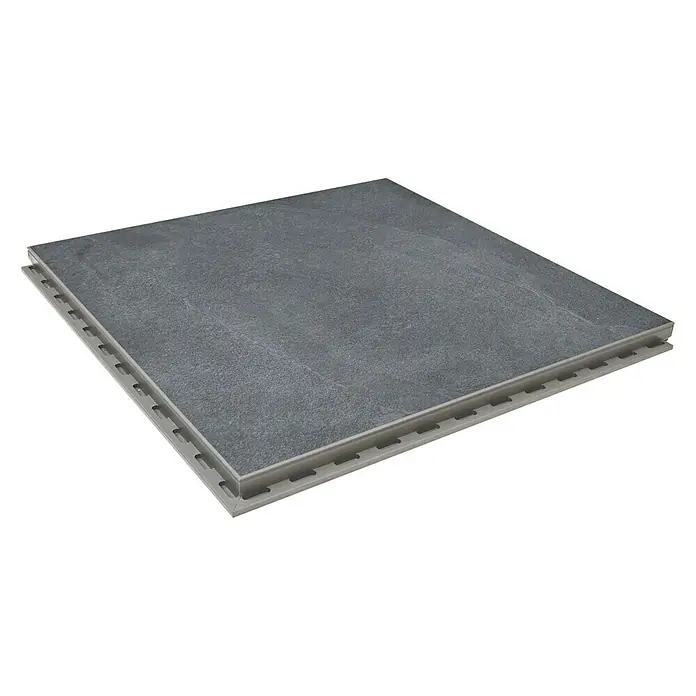 Feinsteinzeugfliese Click and Go Ardesia Black - 60 x 60 cm, Schwarz, Matt - Diagonale Ansicht