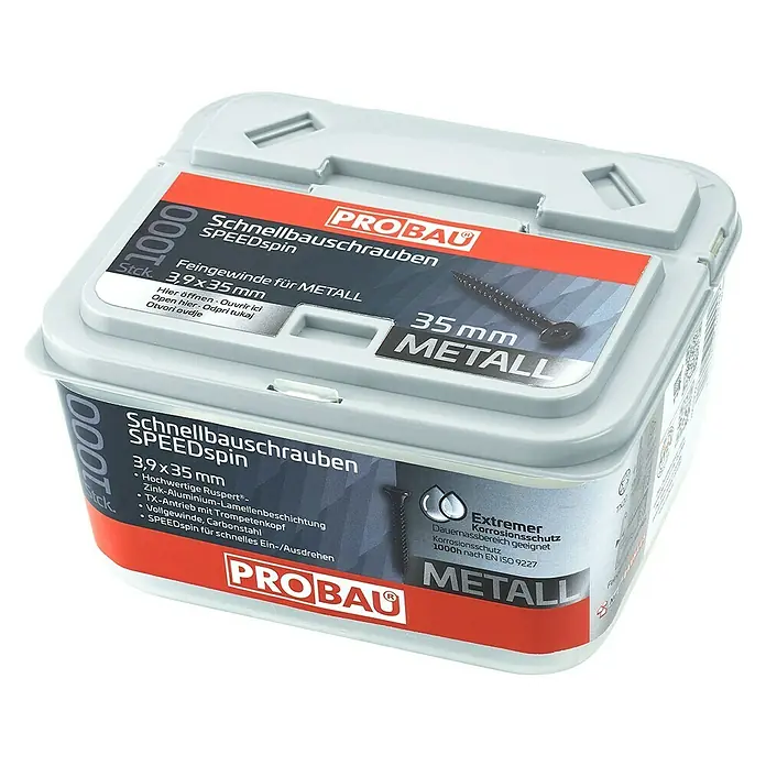 Probau Vijak gips kartonske ploče - Promjer: 3,9 mm, Duljina: 25 mm, 1.000 Kom., Fini navoj - Dijagonalni pogled