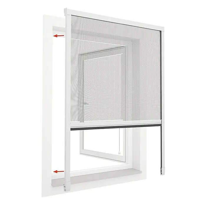 Easy Life easyHold Insektenschutz-Fensterrollo - B x H: 80 x 130 cm, Farbe Rahmen: Weiß, Klemmbefestigung - Diagonale Ansicht