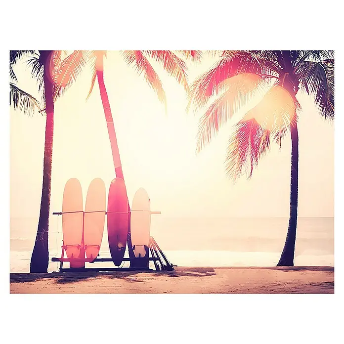 Póster Playa Santa Cruz - Paisaje con tablas de surf, An x Al: 80 x 60 cm - Vista superior