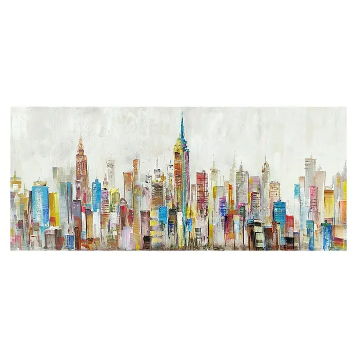Cuadro pintado a mano NYC Colores - Paisaje urbanistico, An x Al: 140 x 60 cm - Vista frontal