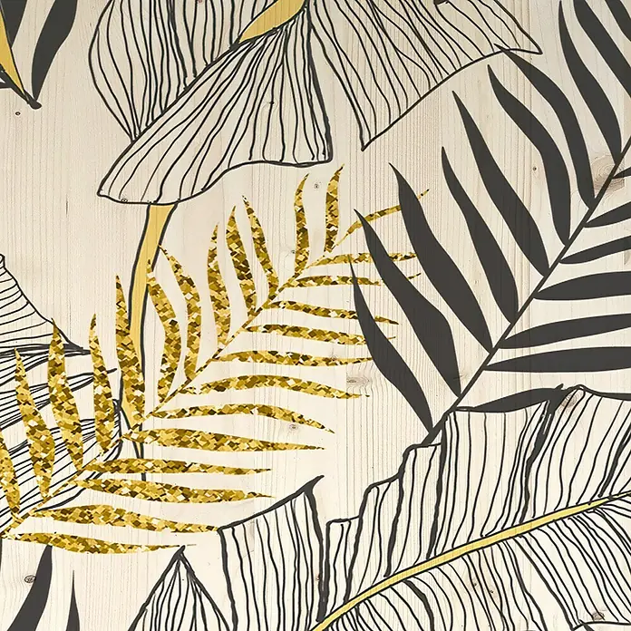 Cuadro de madera Hojas II - Ornamentación vegetal, An x Al: 40 x 40 cm - Primer plano