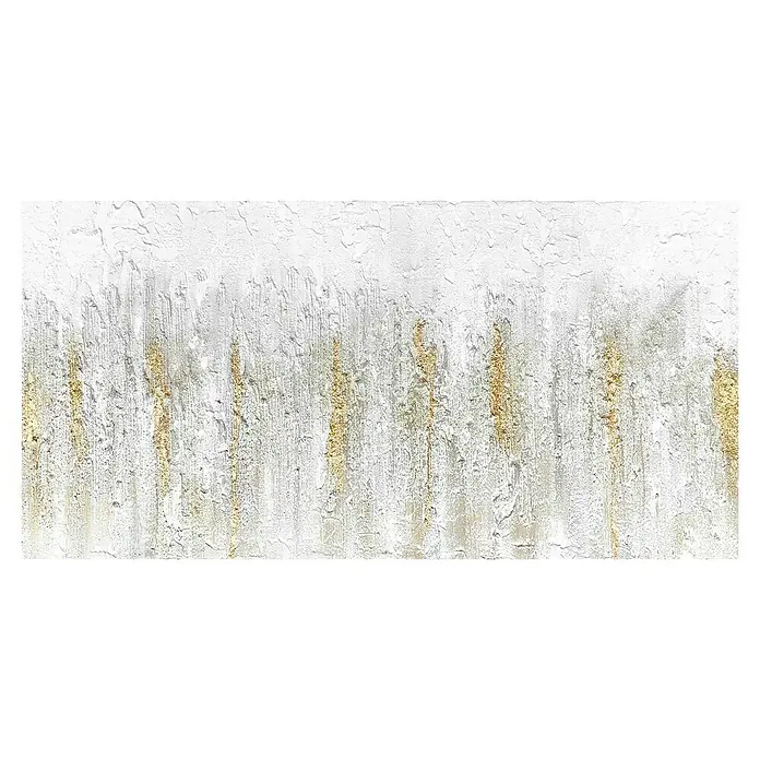 Cuadro pintado a mano Abstracto - Abstración, An x Al: 140 x 70 cm, Plata/Dorado - Vista superior