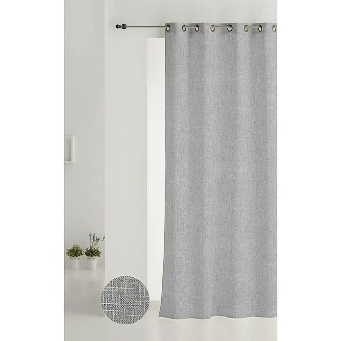 Visillo para ventana Kyos - 200 x 270 cm, 100% poliéster, Gris - Foto ambiente