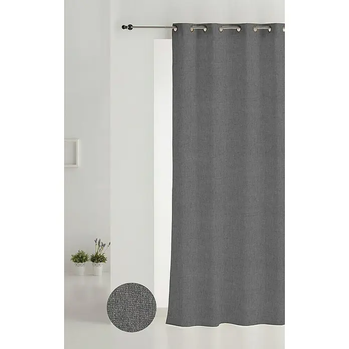Cortina con ollaos Kiron - An x Al: 200 x 260 cm, 100%  poliéster, Gris - Foto ambiente