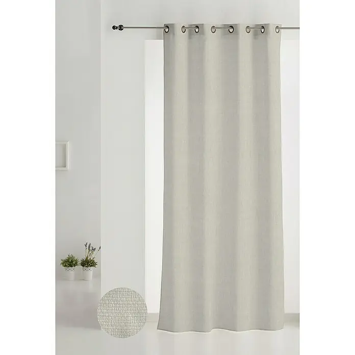 Cortina con ollaos Kiron - An x Al: 140 x 260 cm, 100%  poliéster, Crudo - Foto ambiente