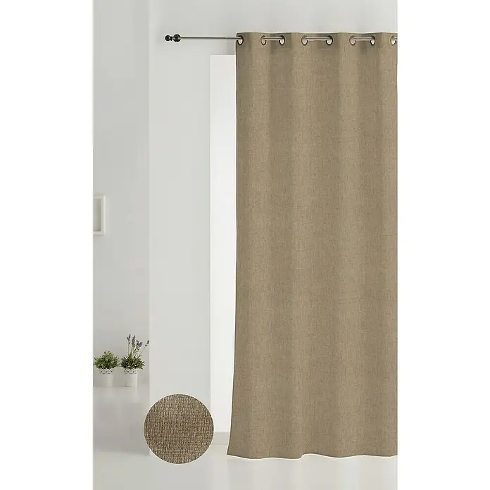 Cortina con ollaos Kiron - An x Al: 200 x 260 cm, 100%  poliéster, Beige - Foto ambiente