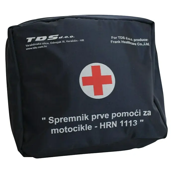 Komplet prve pomoći za motocikle HRN-1113 - Duljina: 15 cm, Širina: 6 cm, Visina: 15 cm - Dijagonalni pogled