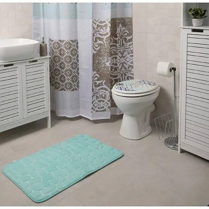 Kupaonski tepih Tendance - 80 x 50 cm, Svijetloplave boje - Živopisni prikaz