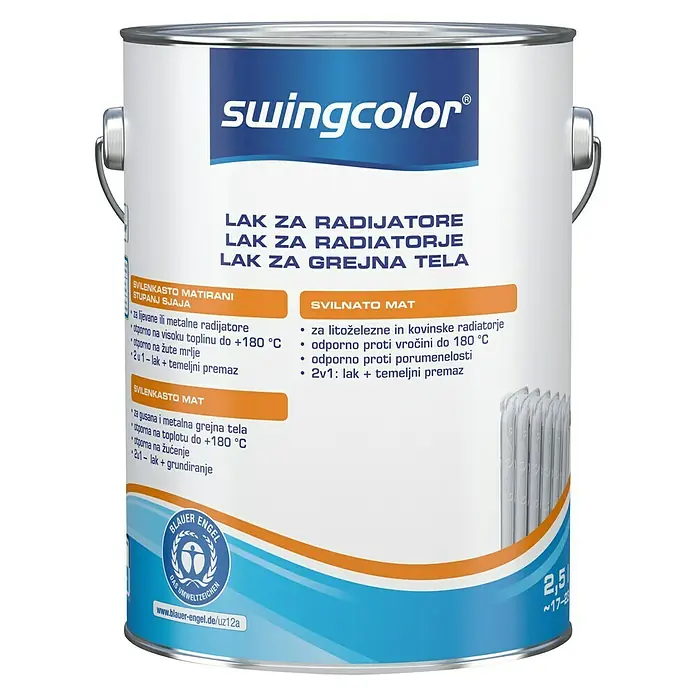swingcolor Lak za radijatore - Bijele boje, 2,5 l, Svilenkasti mat - Pogled sprijeda