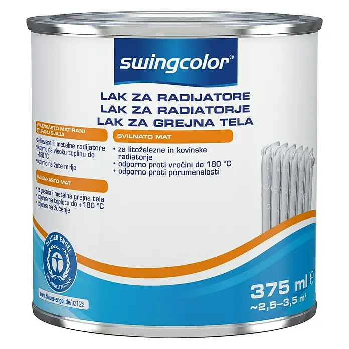 swingcolor Lak za radijatore - Bijele boje, 375 ml, Svilenkasti mat - Pogled sprijeda