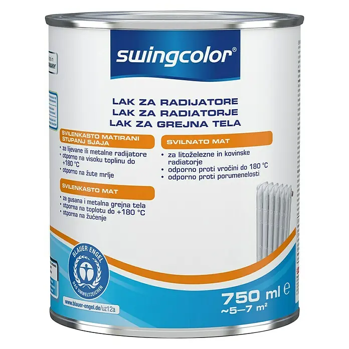 swingcolor Lak za radijatore - Bijele boje, 750 ml, Svilenkasti mat - Pogled sprijeda