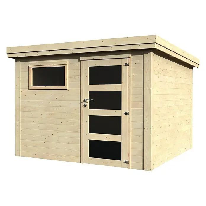 Décor et Jardin Caseta de madera Paco - L x An: 300 x 305 cm, Pino/abeto, Espesor de pared: 28 mm - Vista angular