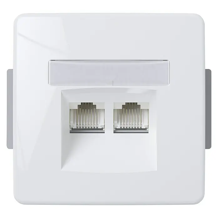 Voltomat LINEA UAE-Dose - Alpinweiß, 2 Anschlüsse, RJ45, Unterputz - Vorderansicht